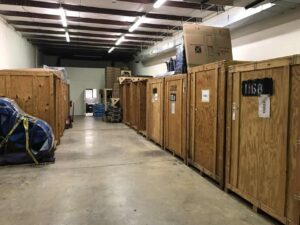 Storage units in a warehouse.